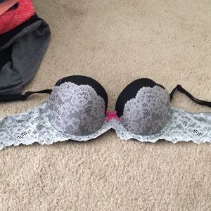 Black and white lace bra with underwire